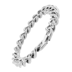 Curb Rhodium Plated Glossy Stainless Steel Bracelet For Men