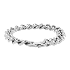 Curb Rhodium Plated Glossy Stainless Steel Bracelet For Men
