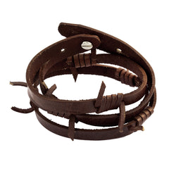 Handmade Drak Brown Leather Wrist Band Biker Bracelet For Men