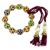 Handcrafted Filigree Thread Gold Pearl Cz Free Size Stretch Bracelet