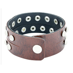 Funky Biker Brown Faux Leather Wrist Band Strap Bracelet For Men