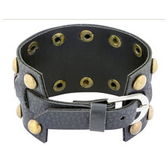 Funky Biker Black Brown Faux Leather Wrist Band Strap Bracelet For Men