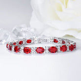 Tennis Ruby Red Cubic Zirconia American Diamond Bracelet For Women