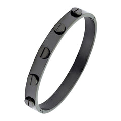 Luxury Screw Stainless Steel Black Kada Bangle Men