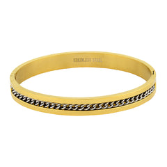 Curb 18K Gold Stainless Steel Openable Bangle Cuff Kada Bracelet