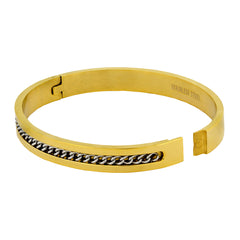 Curb 18K Gold Stainless Steel Openable Bangle Cuff Kada Bracelet