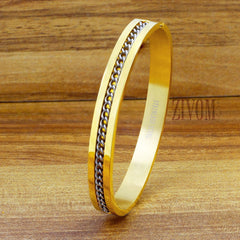 Curb 18K Gold Stainless Steel Openable Bangle Cuff Kada Bracelet