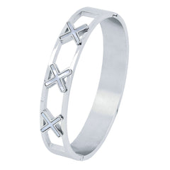 Cross Stainless Steel Openable Bangle Cuff Kada Bracelet Women