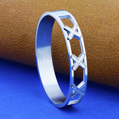 Cross Stainless Steel Openable Bangle Cuff Kada Bracelet Women