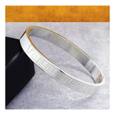 Designer Silver Stainless Steel Kada Bangle Bracelet Men