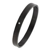 Checks American Diamond Black Stainless Steel Kada Bangle Bracelet Men