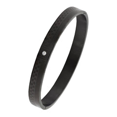 Checks American Diamond Black Stainless Steel Kada Bangle Bracelet Men