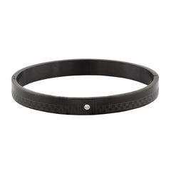 Checks American Diamond Black Stainless Steel Kada Bangle Bracelet Men