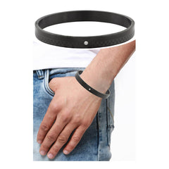 Checks American Diamond Black Stainless Steel Kada Bangle Bracelet Men