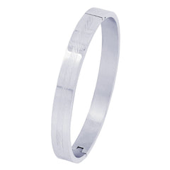 Etched Silver Stainless Steel Kada Bangle Bracelet Men