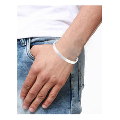 Cuff Glossy Silver Stainless Steel Cuff Kada Bangle Bracelet For Men