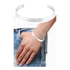 Cuff Glossy Silver Stainless Steel Cuff Kada Bangle Bracelet For Men