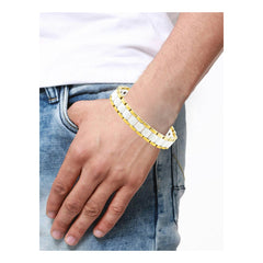 White Ceramic 18K Gold 316L Stainless Steel Magnetic Bracelet For Men