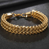 Stylish Wheat Glossy 18K Gold 316L Stainless Steel Bracelet Men