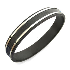 German Luxury Black Silver Stainless Steel Kada Bangle Bracelet Men