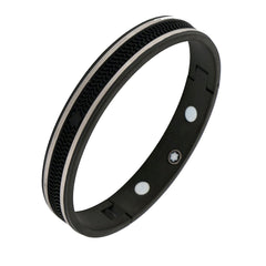 German Luxury Black Silver Stainless Steel Kada Bangle Bracelet Men