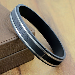 German Luxury Black Silver Stainless Steel Kada Bangle Bracelet Men
