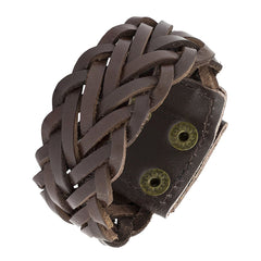 Braided Design Handcrafted Brown Black Wrist Band Strap Combo Bracelet