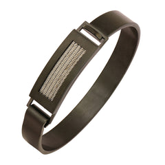 Square Rope Black Silver Stainless Steel Kada Bangle Bracelet Men