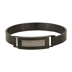 Square Rope Black Silver Stainless Steel Kada Bangle Bracelet Men
