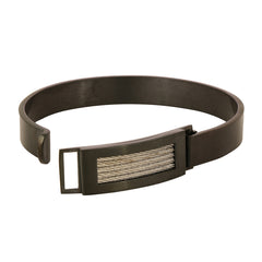 Square Rope Black Silver Stainless Steel Kada Bangle Bracelet Men
