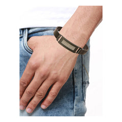 Square Rope Black Silver Stainless Steel Kada Bangle Bracelet Men