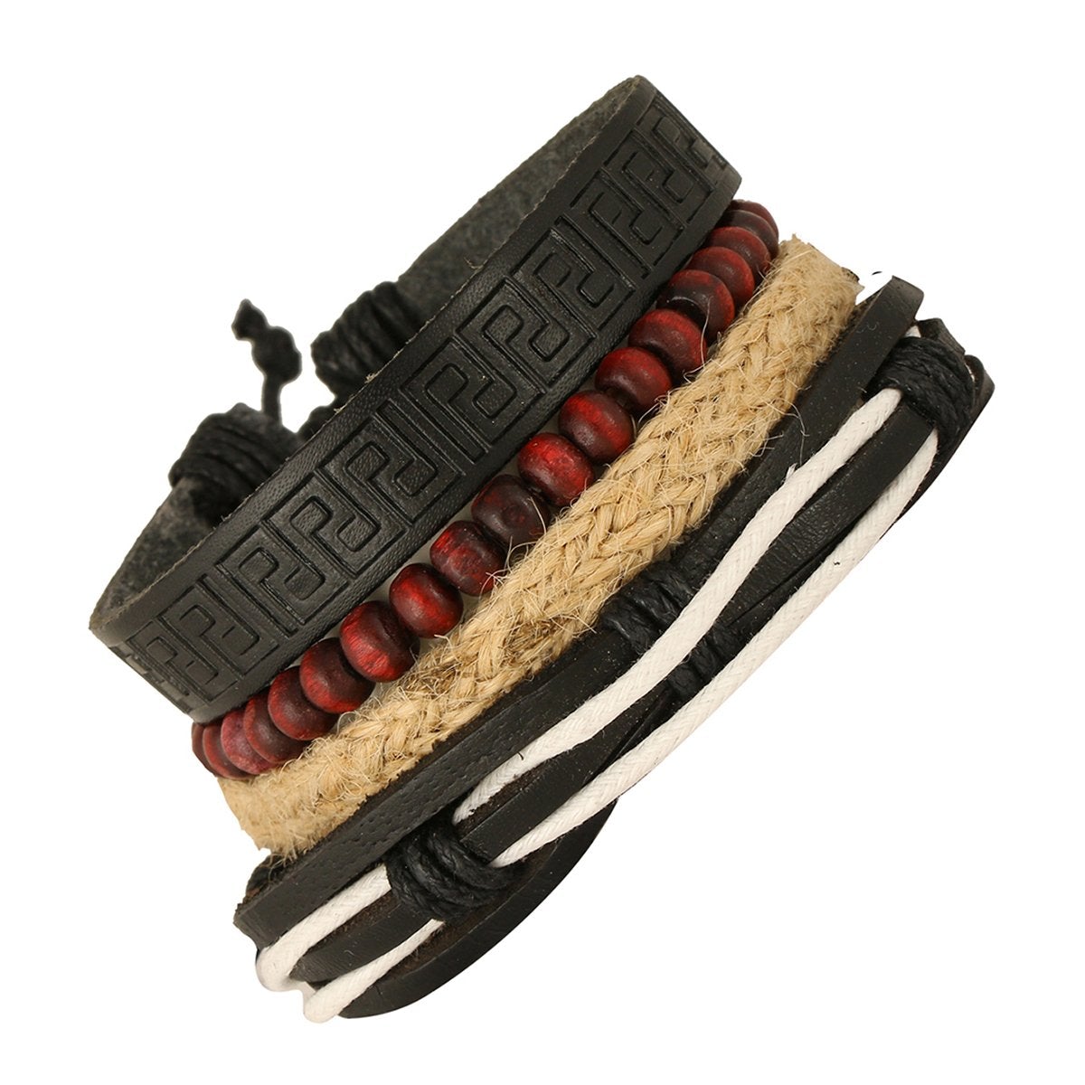 Multi Strand Handcrafted Leather Wrist Band Casual Bracelet Men
