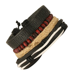 Multi Strand Handcrafted Leather Wrist Band Casual Bracelet Men