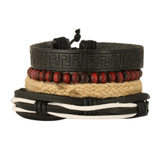 Multi Strand Handcrafted Leather Wrist Band Casual Bracelet Men