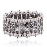 Leaf Tribal Afghani Oxidised German Silver Stretch Bracelet Women