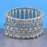 Tibetan Tribal Afghani Oxidised German Silver Stretch Bracelet Women