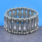 Tibetan Tribal Afghani Oxidised German Silver Stretch Bracelet Women