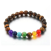 Chakra Reiki Healing Meditation Lava Tiger Eye Beads Distance Bracelet