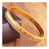 Gold Roman Curb Cz 316L Stainless Steel Kada For Men