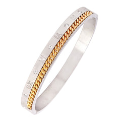 Roman Rope Cz Golld Silver Stainless Steel Kada Bangle Bracelet Men