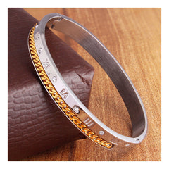 Roman Rope Cz Golld Silver Stainless Steel Kada Bangle Bracelet Men