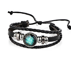 Gemini Constellation Zodiac Star Sign Leather Wrist Band Bracelet