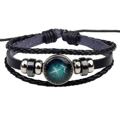 Sagittarius Constellation Zodiac Star Sign Leather Wristband Bracelet