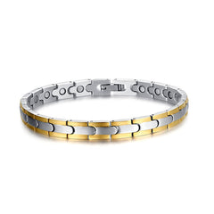 Silver Gold Stainless Steel Magnetic Therapy Health Energy Bracelet
