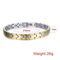 Silver Gold Stainless Steel Magnetic Therapy Health Energy Bracelet