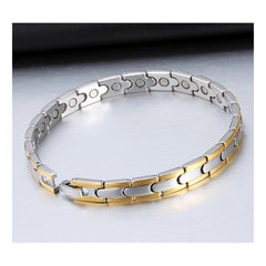 Silver Gold Stainless Steel Magnetic Therapy Health Energy Bracelet