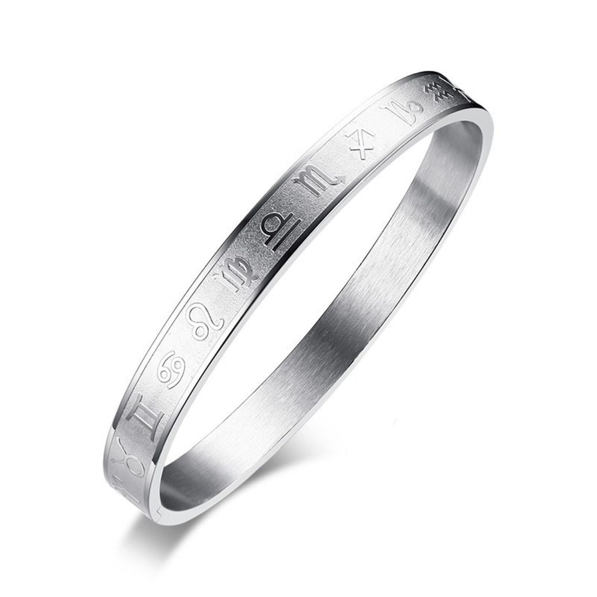 Zodiac Star Sign Stainless Steel Openable Kada Bangle Bracelet Men