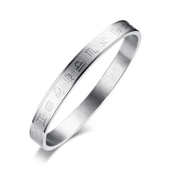 Zodiac Star Sign Stainless Steel Openable Kada Bangle Bracelet Men