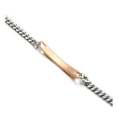 Forever Always Rose Gold Silver Stainless Steel Id Couple Lovers Bracelet