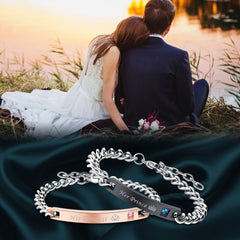 Her Prince Black Silver Stainless Steel Id Couple Lovers Bracelet